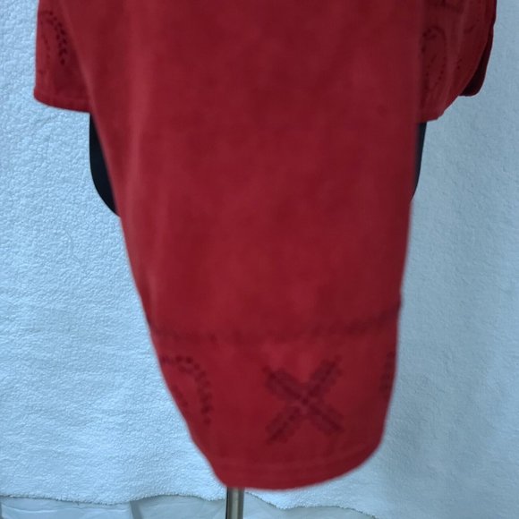 Conrad C Collection Womens 14 Red Faux Suede Full Zip Long Sleeve Jacket - Picture 11 of 16